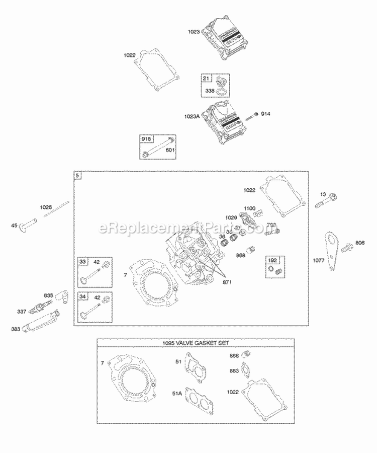 Cylinder Head Valve Gasket Set Valve Covers Diagram and Parts List for 473177-0100-E1  Briggs and Stratton Engine
